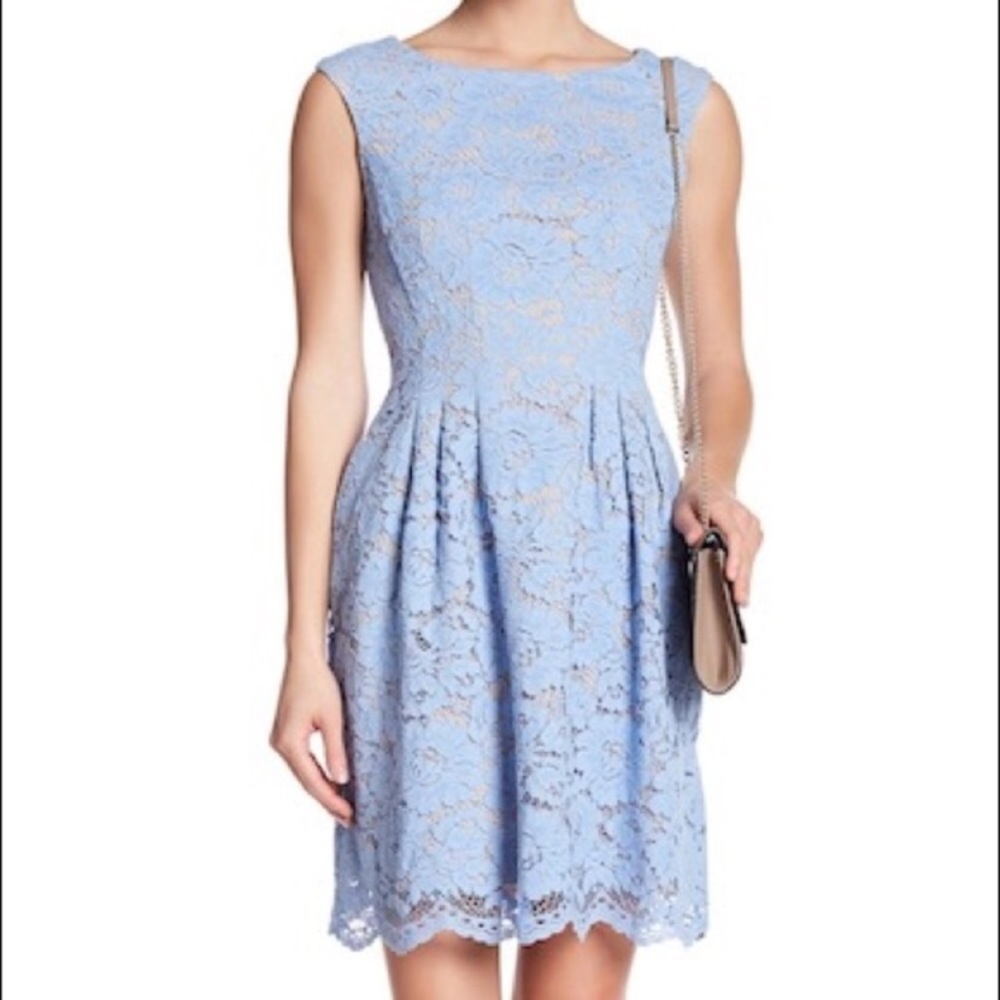 Vince Camuto Blue Lace Overlay Dress